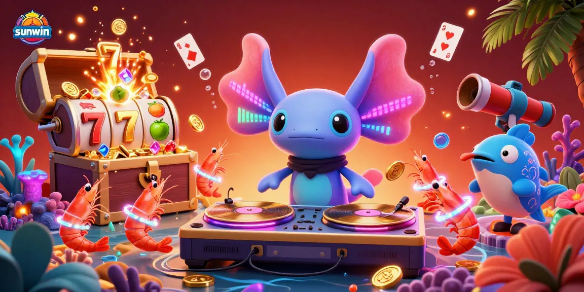Experience excitement at sunwin casino with a vivid underwater party featuring animated sea creatures.