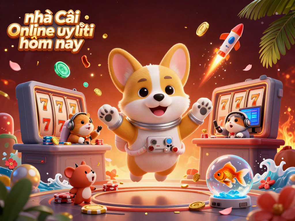Engage with nhà cái online uy tín hôm nay as a cartoon corgi plays casino games in space!