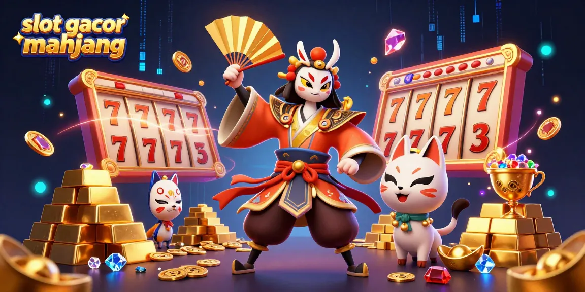Engage in slot gacor mahjong with a vibrant 3D illustration featuring delightful characters and gaming elements.
