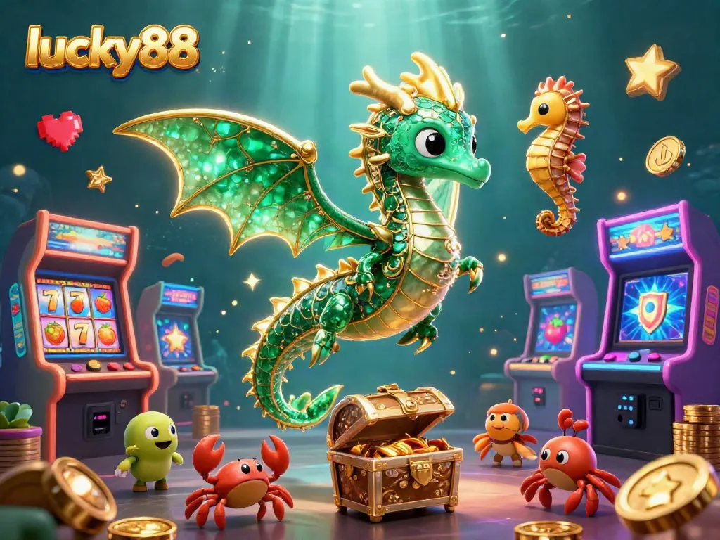 Experience the fun at lucky88 with vibrant slot reels and treasure in a magical underwater scene
