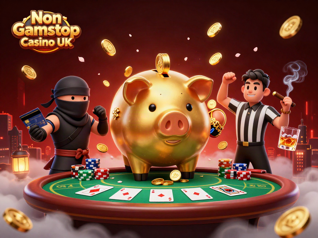 Experience the thrilling action of Non Gamstop Casino UK with dynamic casino characters and vibrant gaming elements.