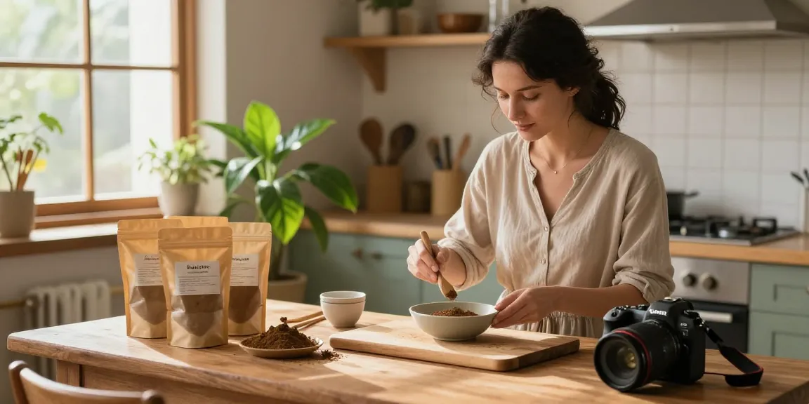 Explore premium kratom powder at behappygoleafy.com/kratom-powder in a serene kitchen setting.