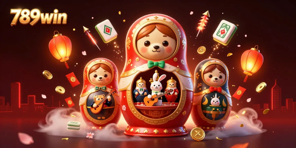 Engage with 789win's thrilling casino experience through this vibrant illustration depicting festive elements and adorable characters.