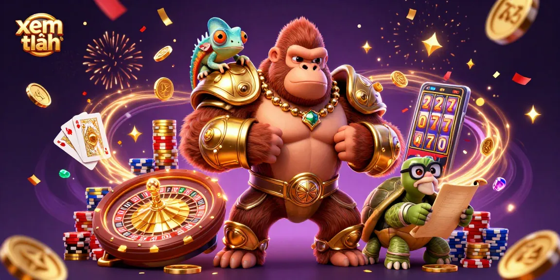 Experience the excitement with "xem thêm" as the gorilla king reigns in a vibrant casino world.
