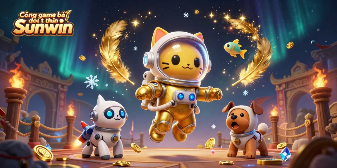 Engage with the vibrant universe of Cổng game bài đổi thưởng Sunwin filled with golden coins and animated characters.
